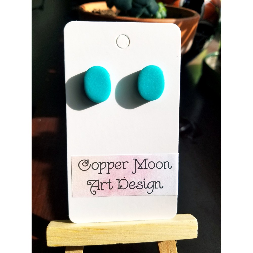 Handmade Glitter Turquoise Stud Earrings